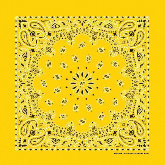 USA Made 100% Cotton Paisley Bandanas 22"X22" Yellow Adults, Kids, Dogs, Crafts - Picture 1 of 1